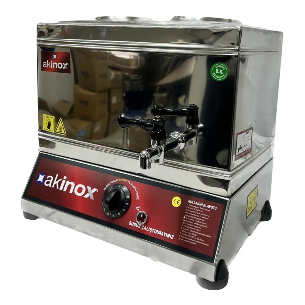 Akinox 304 Kalite Çay Kazanı 60 lik Üç Demlik Kaynaklı Elektrikli&nbsp;Pleytsiz